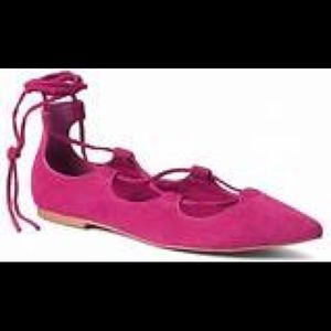 New, never worn, hot pink M.Gemi lace up flats.